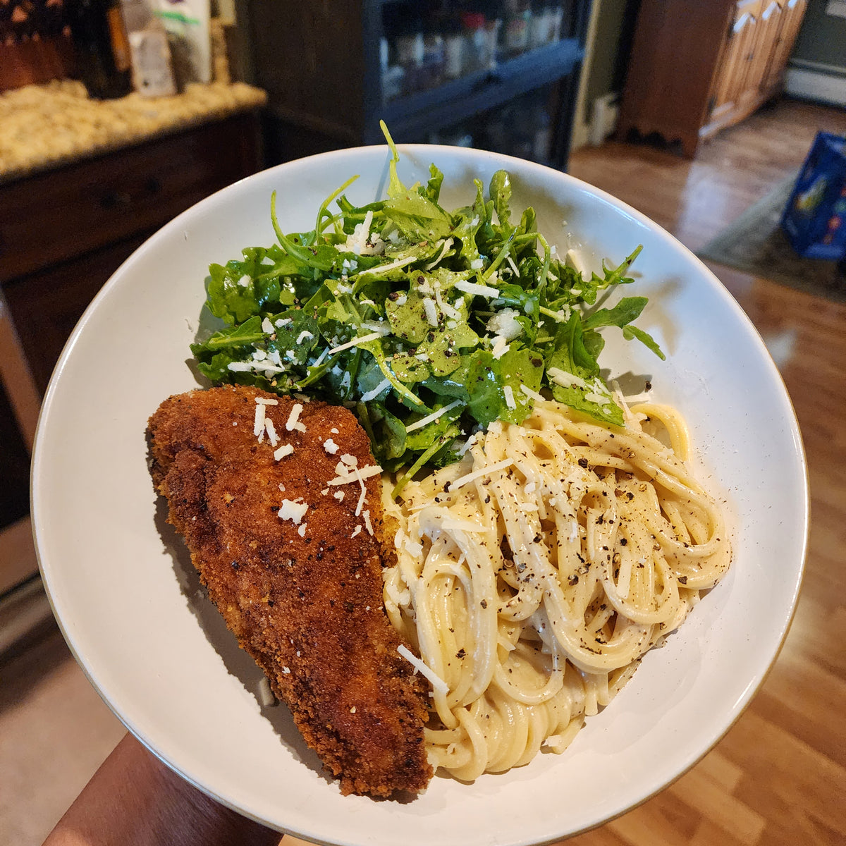 Chicken Cutlet with Cacio e Pepe