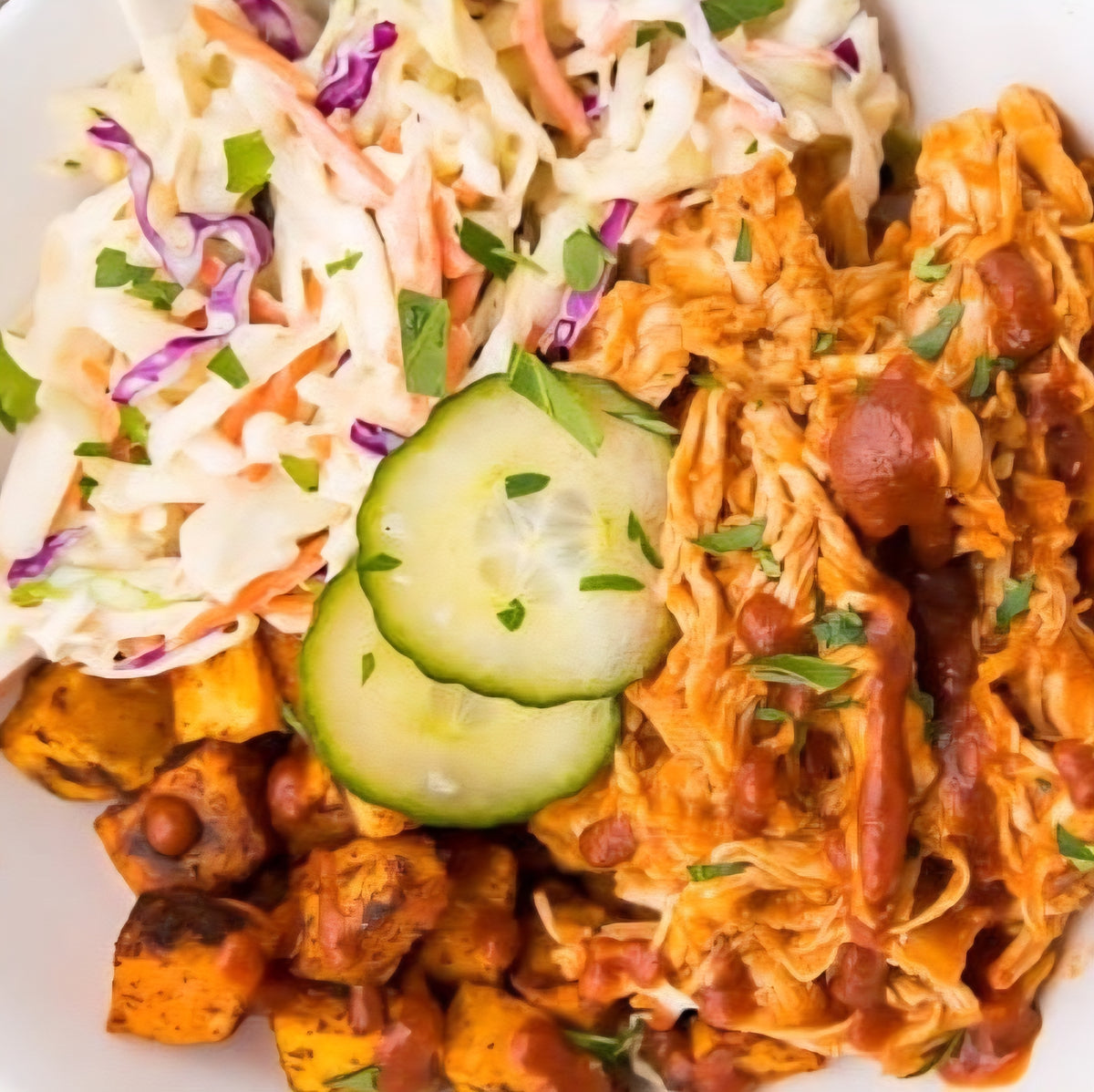 BBQ Pulled Pork Sweet Potato Bowl